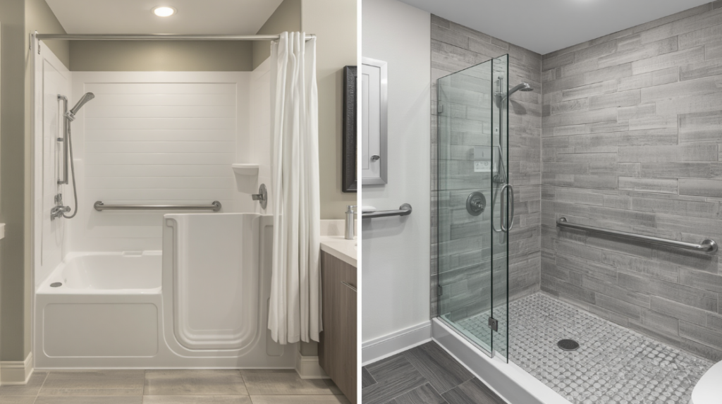 Baignoire à porte ou douche de plain-pied pour senior